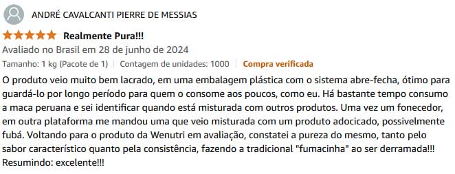 Maca Peruana em pó Wenutri - Depoimento