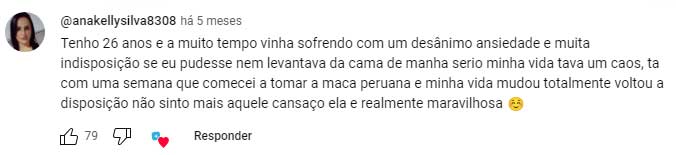 Depoimento sobre os benefícios da Maca Peruana